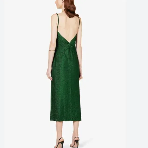 REFORMATION Breslin Midi Slip Dress Phthalo Green Minimalist Open Back Size XL - Picture 2 of 5